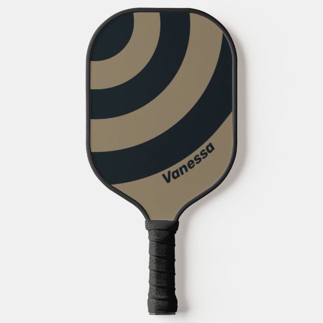 Retro Wüste Drei Kreisel Streifen mit Namen Pickleball Schläger (Vorderseite)