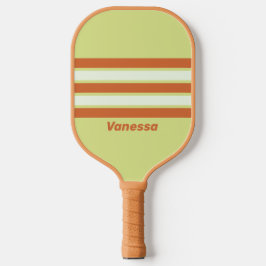 Retro-Wüstenaktuskaktus über Streifen mit Namen Pickleball Schläger
