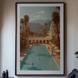 Retro-Wüstenoase: Palmsprings-Poolblase Poster