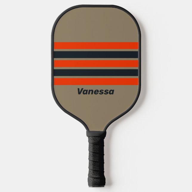Retro-Wüstenwiese durch Strippen mit Namen Pickleball Schläger (Vorderseite)