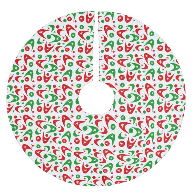 Retro Xmas Boomerangs Polyester Weihnachtsbaumdecke (Vorderseite)