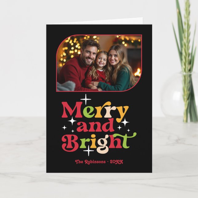 Retro Xmas frohe und helle Retro Weihnachten Foto (Vorderseite)