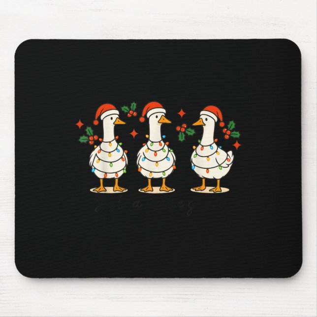 Retro Xmas Just A Festive Goose Lights Santa Hat C Mousepad (Vorne)