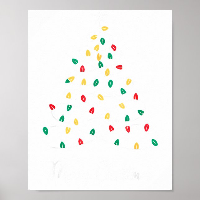 Retro Xmas Merry Christmas Tree Lights  Poster (Vorne)