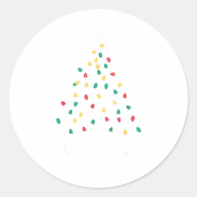 Retro Xmas Merry Christmas Tree Lights  Runder Aufkleber (Vorderseite)