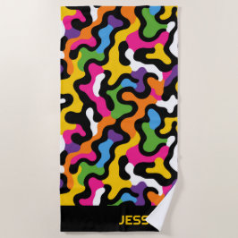 Retro y2k Ästhetische Wirbel Abstrakt Name Strandtuch
