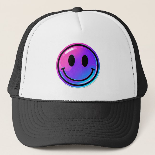 Retro Y2K ästhetischer Smile Face Trucker Hat - Ne Truckerkappe (Vorderseite)