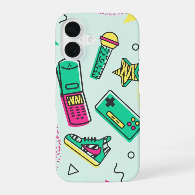Retro Y2K Memphis Tech-Pop iPhone 16 Hülle (Rückseite)