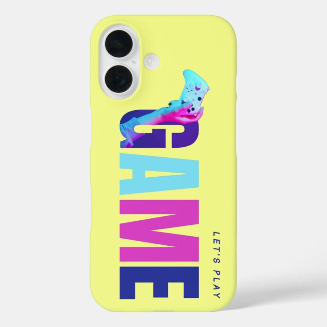 Retro Y2K Tech Synthwave Cyberpunk Gamer Yellow iPhone 16 Hülle (Rückseite)