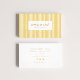 Retro Yellow And Orange Heart Stripes Bakery Visitenkarte