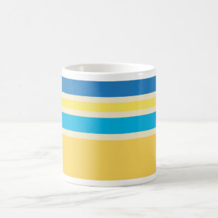 Retro Yellow Blue Cream Stripes Muster Tasse