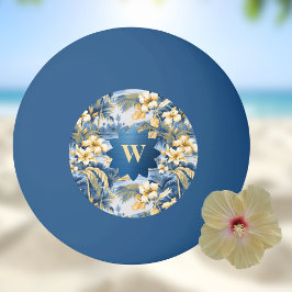 Retro Yellow Blue Floral n Tropical Palms Initial  Tischtennisball