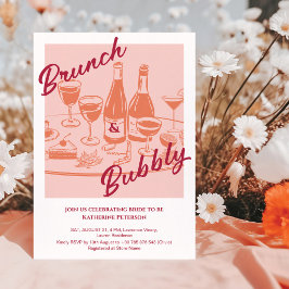 Retro yellow “Brunch & Bubbly” Bridal Shower Einladung