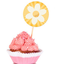 Retro Yellow Daisy Geburtstagsticker | Little Miss