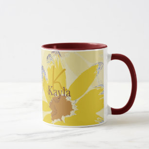 Retro Yellow Daisy Mit Monogramm Tasse