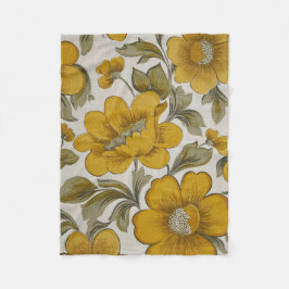 Retro Yellow Flower Garden Aesthetic Fleecedecke