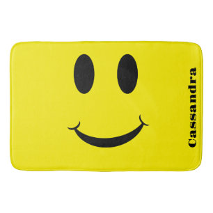 Retro Yellow Happy Face Lächelndes Muster Badematte