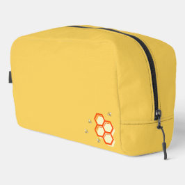 Retro Yellow Honeycomb Bee-uty Bag | Eigener Text Waschbeutel