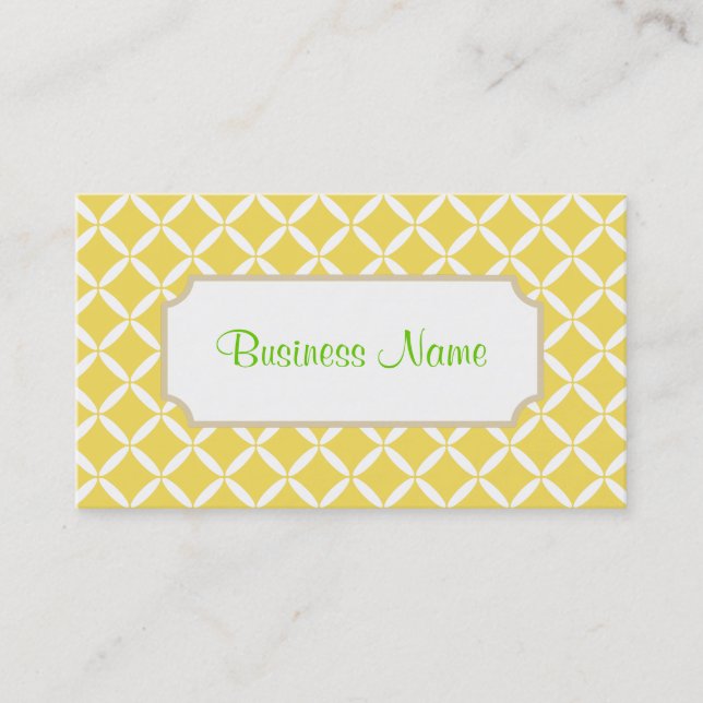 Retro Yellow Muster Business Card Visitenkarte (Vorderseite)