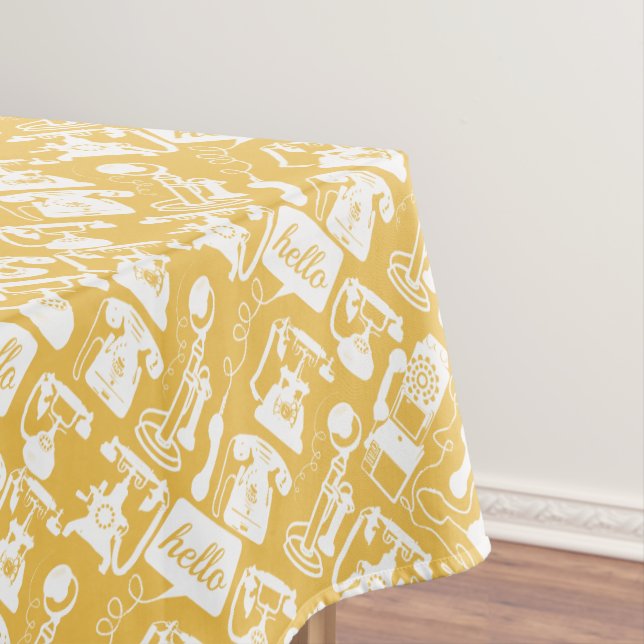 Retro Yellow oder Hello Any Color Telefone Muster Tischdecke (Beispiel)