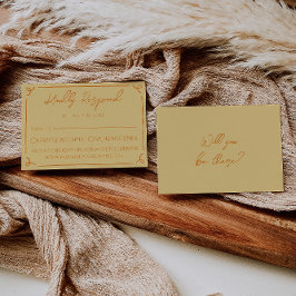 Retro Yellow Orange Hand Written Drawn Wedding RSVP Karte