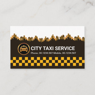 Retro Yellow Taxi Karo City Silhouette Taxifahrer Visitenkarte
