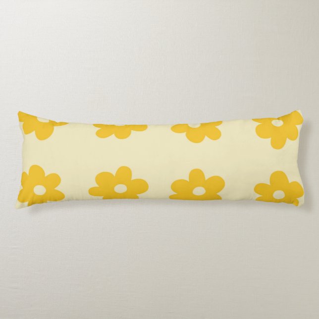 Retro Yellow Tropical Simple Blume Pattern Seitenschläferkissen (Vorderseite)