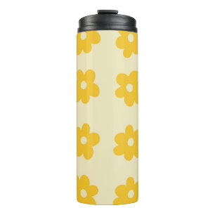 Retro Yellow Tropical Simple Blume Pattern Thermosbecher