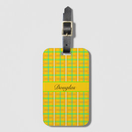 Retro Yellow und Blue Douglas Tartan, kundenspezif Gepäckanhänger