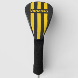 Retro Yellowjacket Three Pin Stripes with Name Golf Headcover