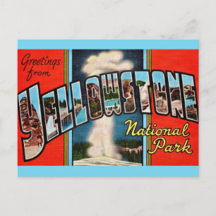Retro Yellowstone Nationalpark Postcard Postkarte