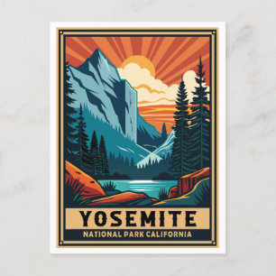 Retro Yosemite Nationalpark Kalifornien Postkarte