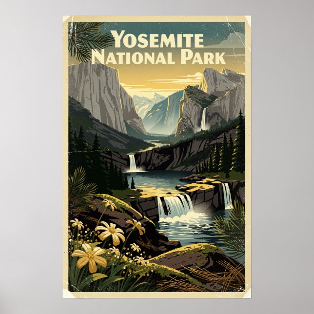 Retro Yosemite-Nationalpark Poster (Vorne)