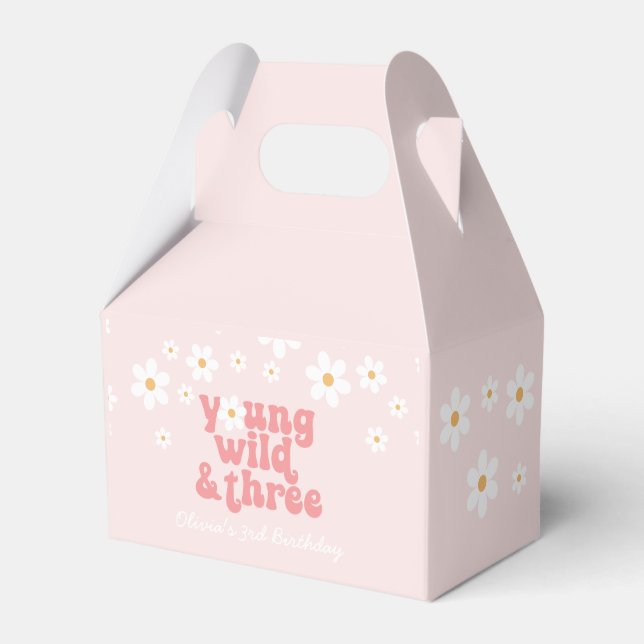 Retro Young Wild Three Pink Daisy Favor Box Geschenkschachtel (Vorderseite)