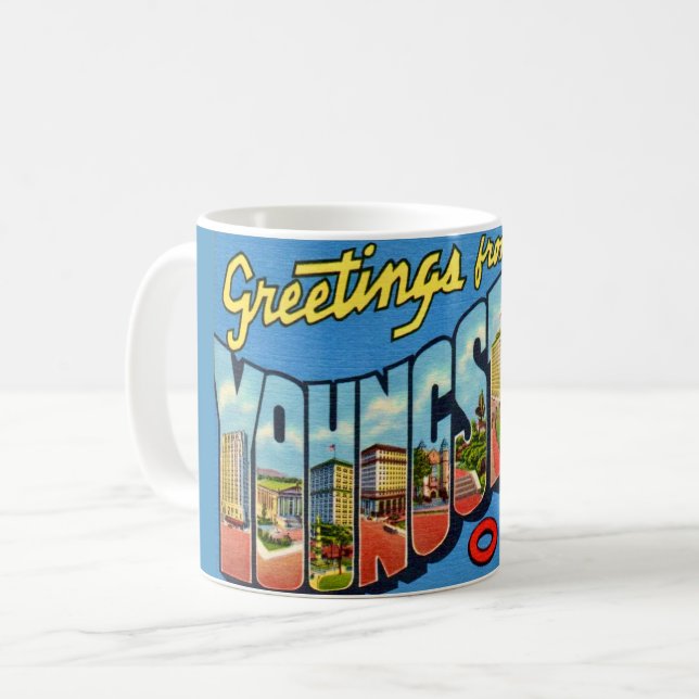Retro Youngstown Ohio Gruß  Kaffeetasse (Vorderseite Links)