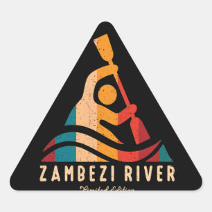 Retro Zambezi River Kayaking Dreieckiger Aufkleber