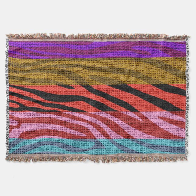 Retro Zebra Skin Print Muster Burlap Rustic Decke (Vorderseite)
