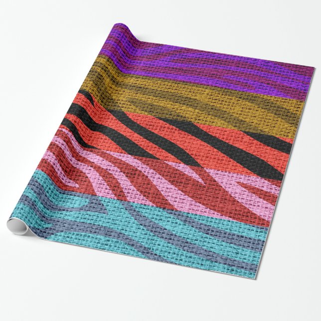 Retro Zebra Skin Print Muster Burlap Rustic Geschenkpapier (Ungerollt)