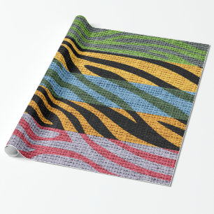 Retro Zebra Skin Print Pattern Burlap Rustikal #2 Geschenkpapier