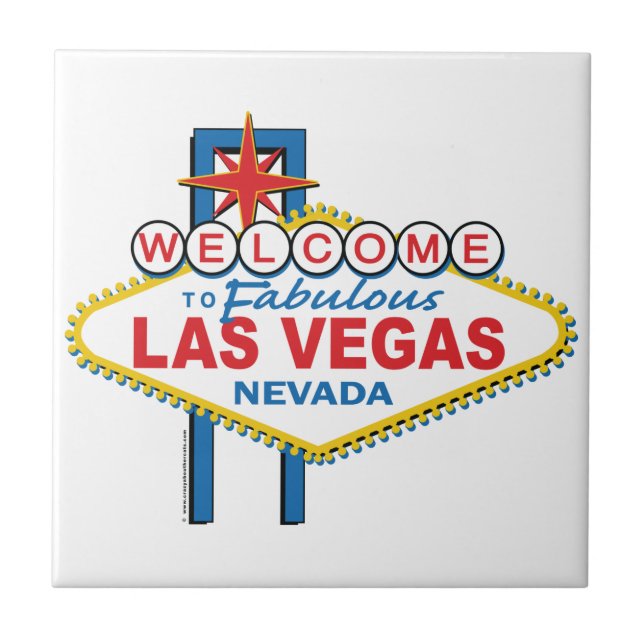 Retro Zeichen Las Vegass Fliese (Vorderseite)