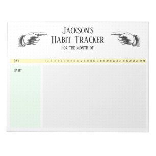 Retro-Zeigegriff von Hand-Habit-Tracker Notizblock