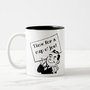 Retro-Zeit für schwarzen und weißen Kaffee Zweifarbige Tasse