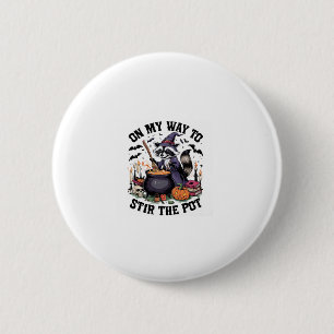 Retro Zeit, um den Topf lustig zu rühren Waschbär  Button