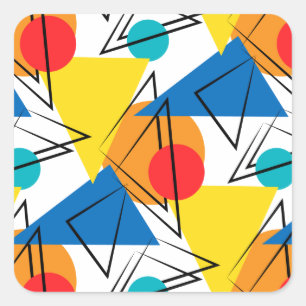 Retro zeitgenössisches geometrisches buntes Muster Quadratischer Aufkleber