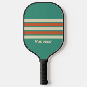 Retro Zeitlos Quergebändert mit Namen Pickleball Schläger