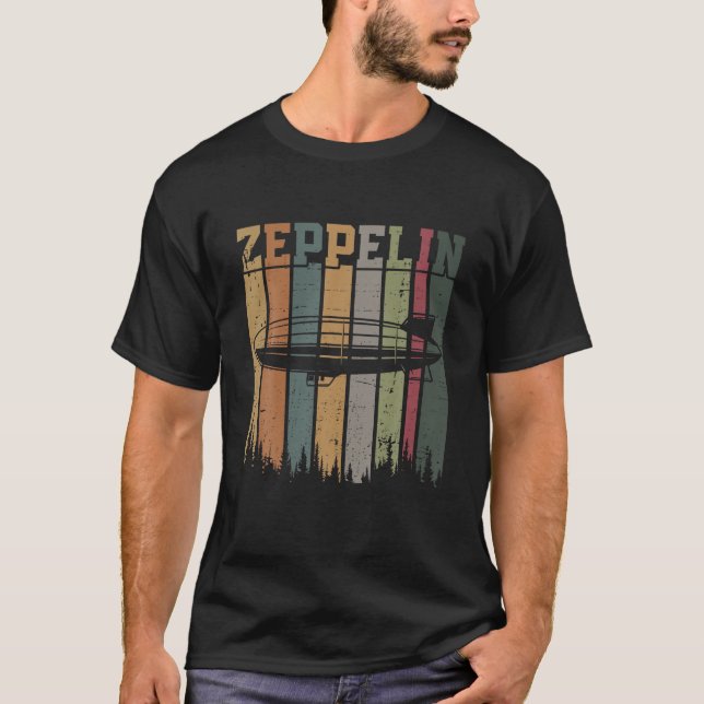 Retro Zeppelin 70er 80er Dirigible Luftschiff Zepe T-Shirt (Vorderseite)