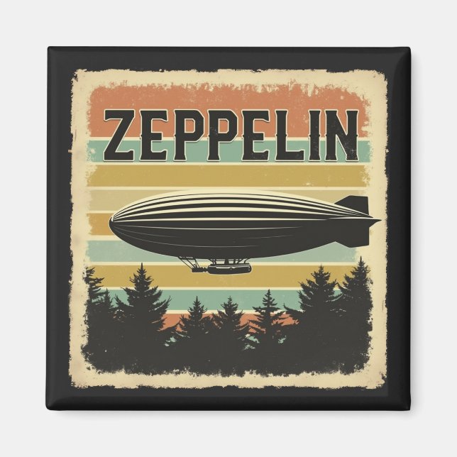 Retro Zeppelin Dirigible Luftschiff Zepelin Zeppli Magnet (Vorne)