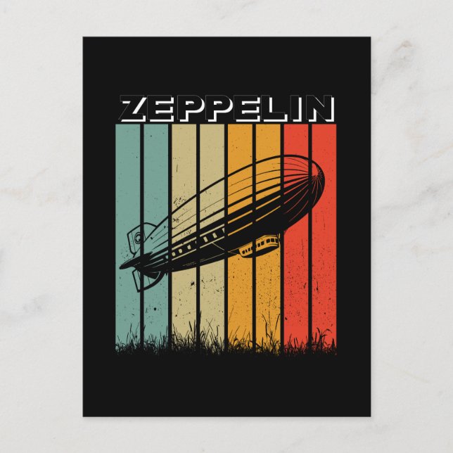Retro Zeppelin Dirigible Luftschiff Zepelin Zeppli Postkarte (Vorderseite)