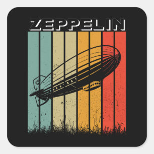 Retro-Zeppelin-Luftschiff Luftschiff Zepelin Zeppl Quadratischer Aufkleber