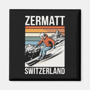 Retro Zermatt Schweiz Skigebiet Magnet